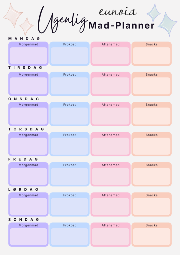 Ugentlig mad-planner